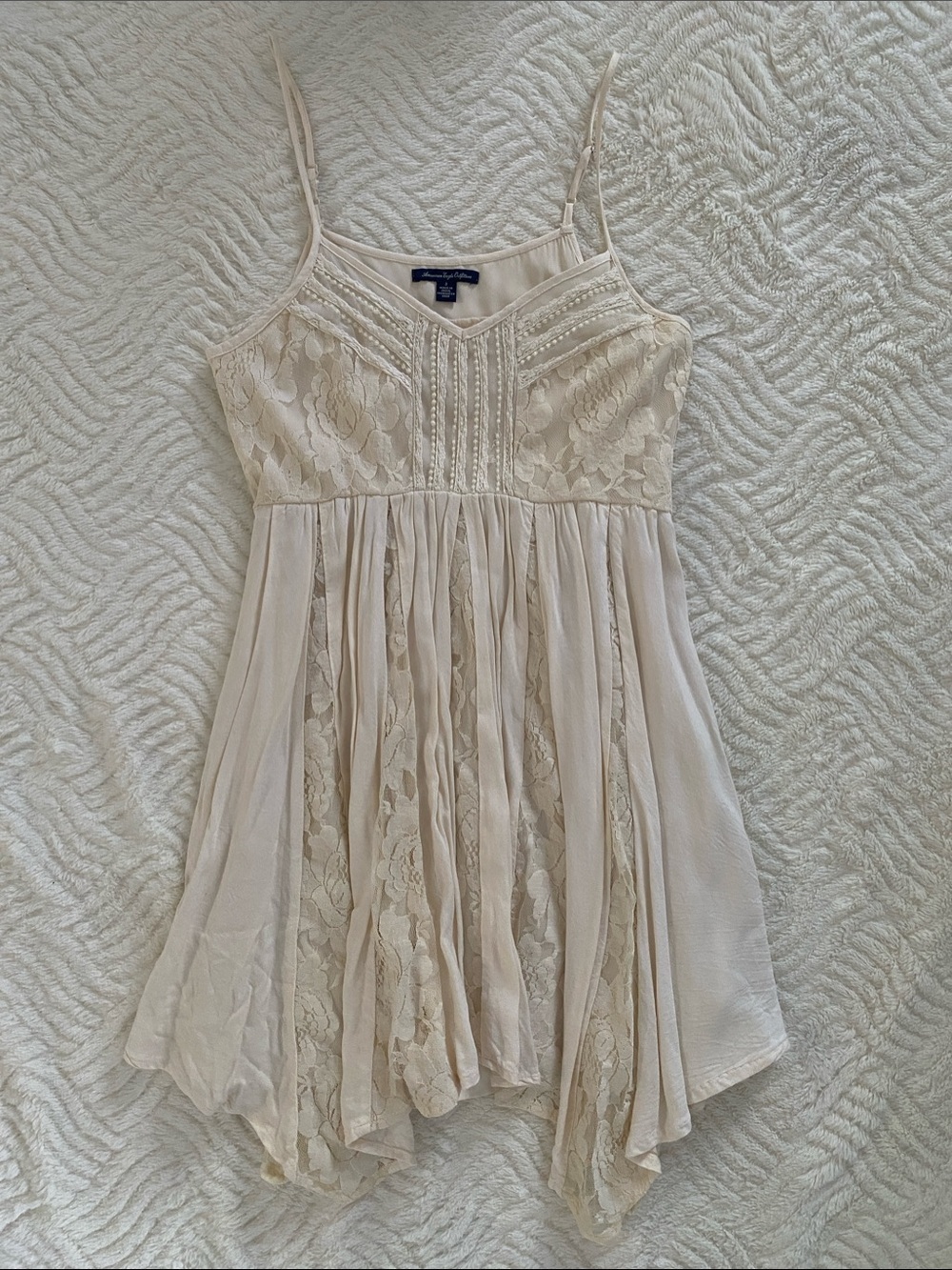 American Eagle Outfitters Ivory Lace Detail Sun Dress